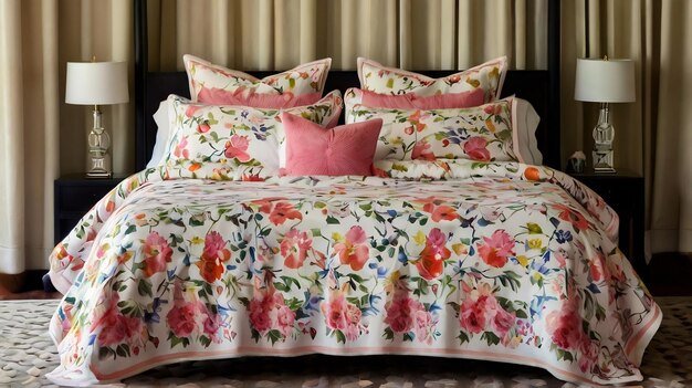 bed-with-floral-comforter-pink-pillow-with-floral-pattern_1164435-27983