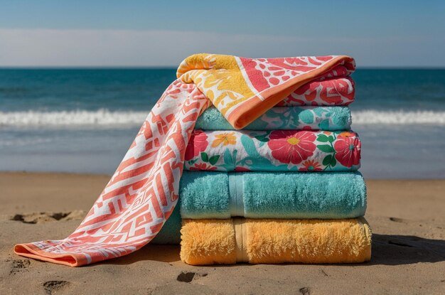 stack-towels-beach-with-ocean-background_1230717-307963